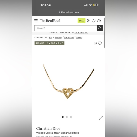 Dior x Swarovski 1980s 18k Yellow Gold Crystal Infinity Knotted Heart Necklace - Picture 11 of 11
